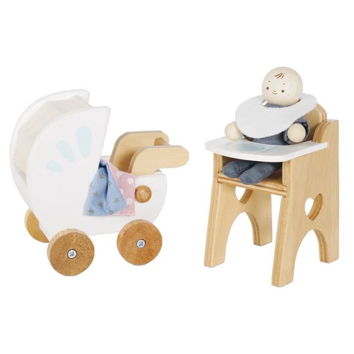 Wooden Dolls House - Nursery & Baby Set