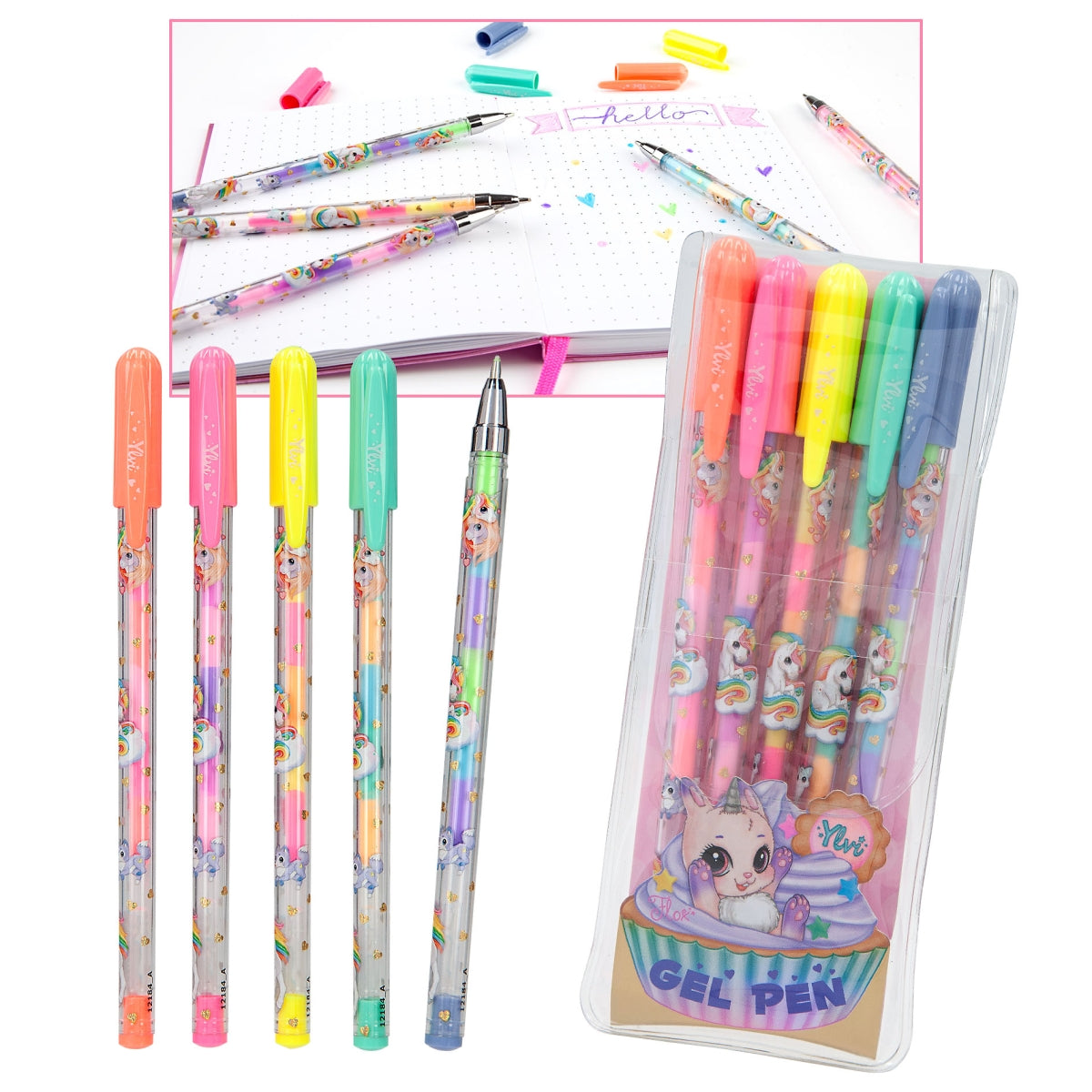 Ylvi Gel Pen Set 5 Rainbow Colours