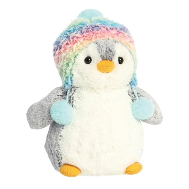 PomPom Penguin Rainbow Hat Soft Toy
