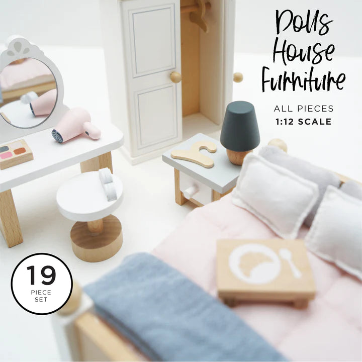 Wooden Dollhouse Furniture - Bedroom