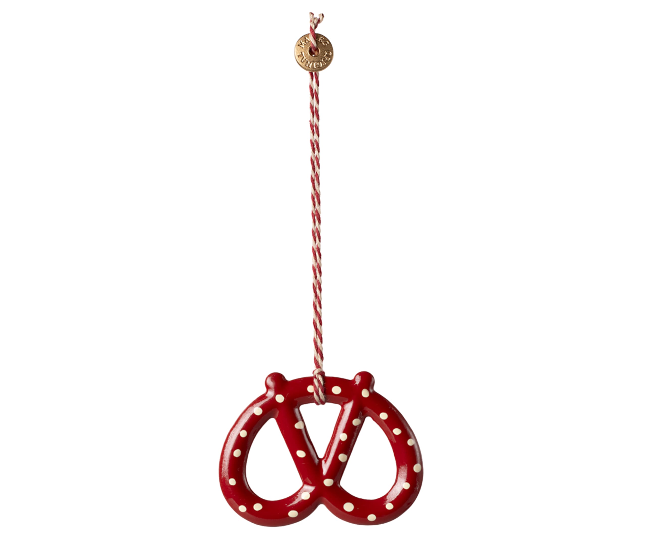 Metal Ornament - Red Dot Pretzel