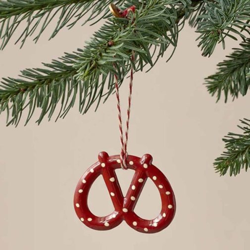 Metal Ornament - Red Dot Pretzel