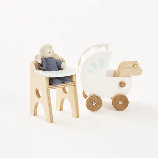Wooden Dolls House - Nursery & Baby Set