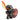 A toy figure of a knight with a fiery design, holding a sword and a shield, predominantly black with red and yellow accents.