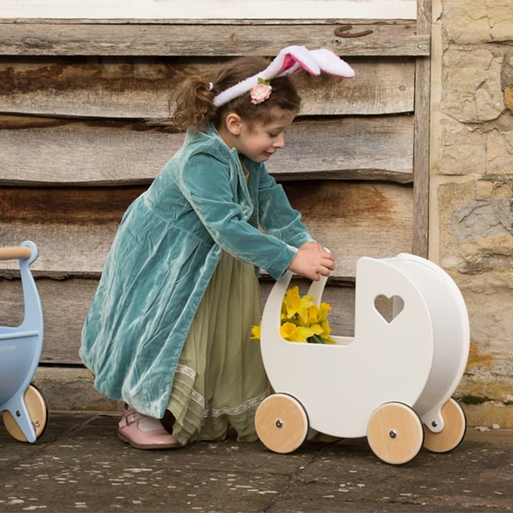 Timber Prams Wooden Pram - White – Eve's Toy Shop