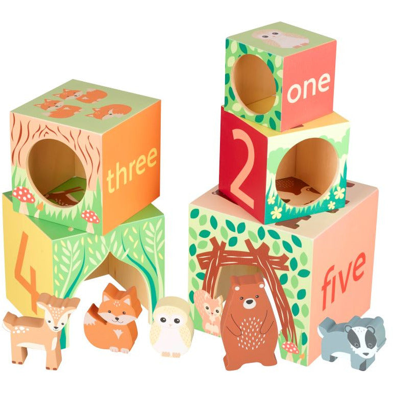 Hey Stack Cubes Woodland Stacking Cubes – Eve's Toy Shop