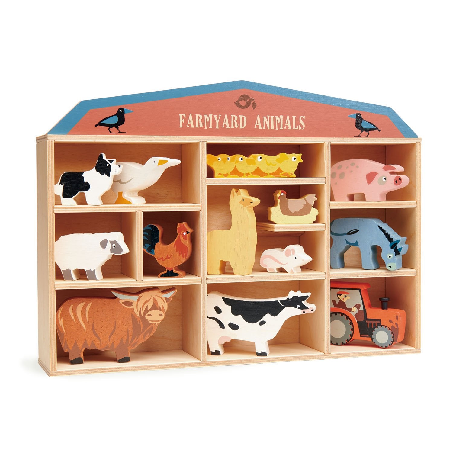 Wooden Farmyard Animals & Shelf